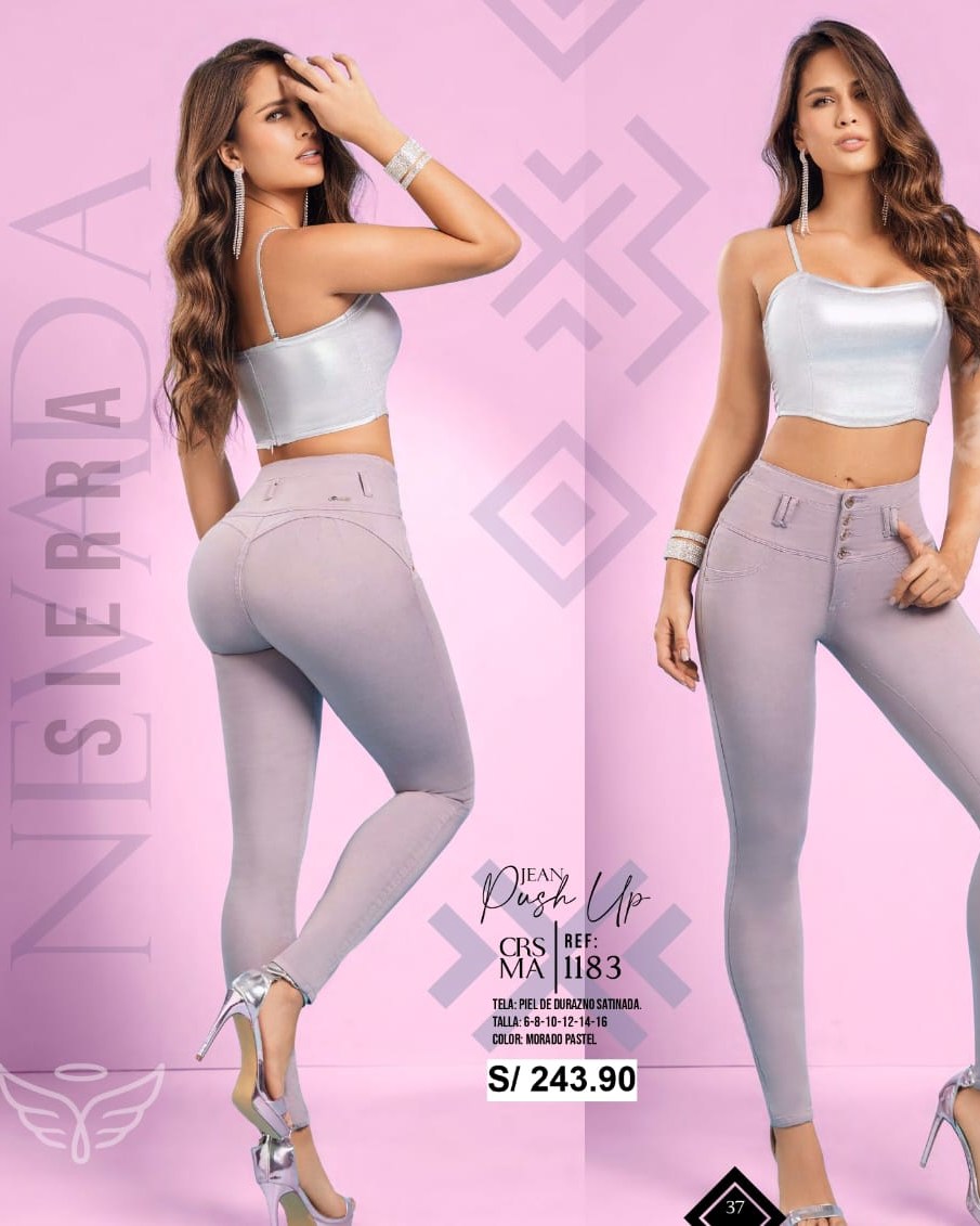 Jeans CARISMA Push Up Morado Pastel Piel de Durazno Satinada | M&R Importadores