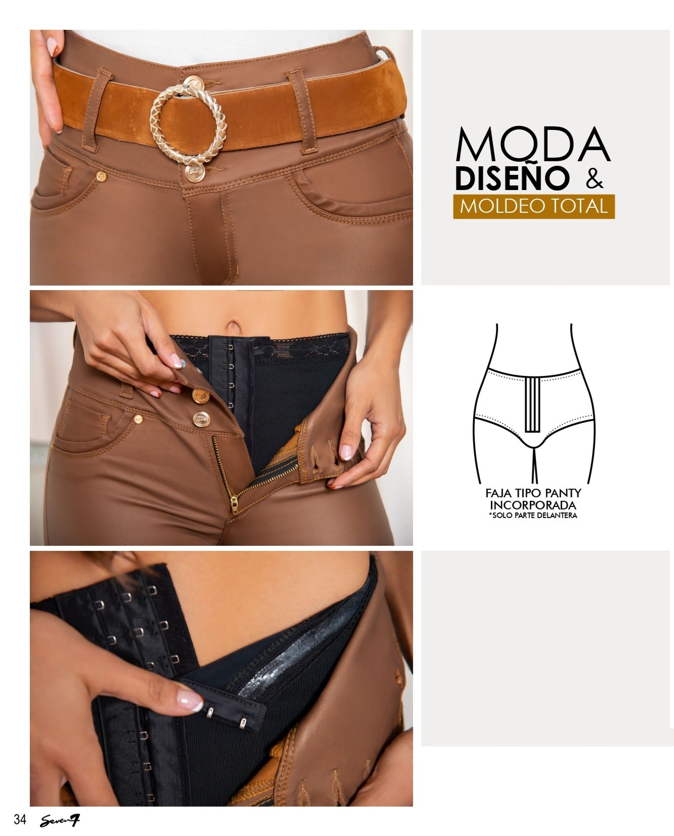 Jeans SEVEN7 Efecto Cuero Caramelo Push Up | M&R Importadores Perú