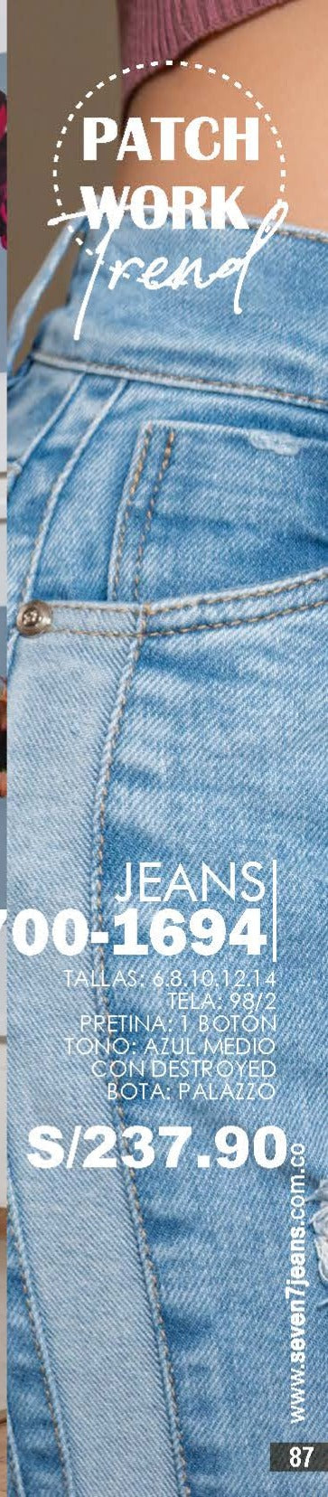 Jeans SEVEN7 Bota Palazzo con Detalle Destroyed | M&R Importadores
