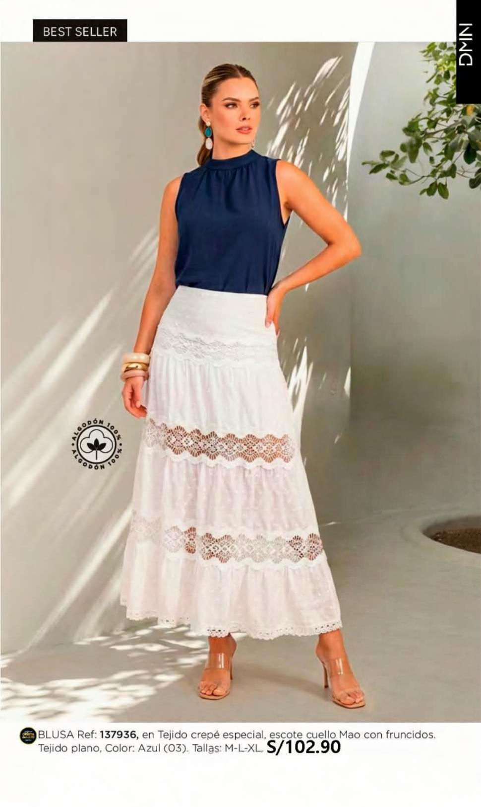 Blusa Crêpe Cuello Mao con Fruncidos | M&R Importadores Perú