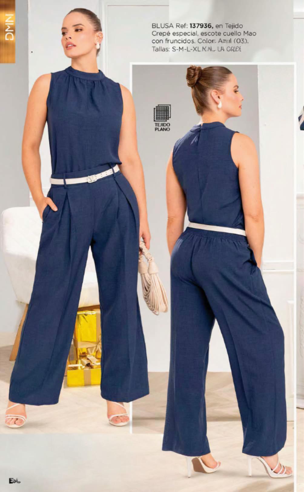 Blusa Crêpe Cuello Mao con Fruncidos | M&R Importadores Perú