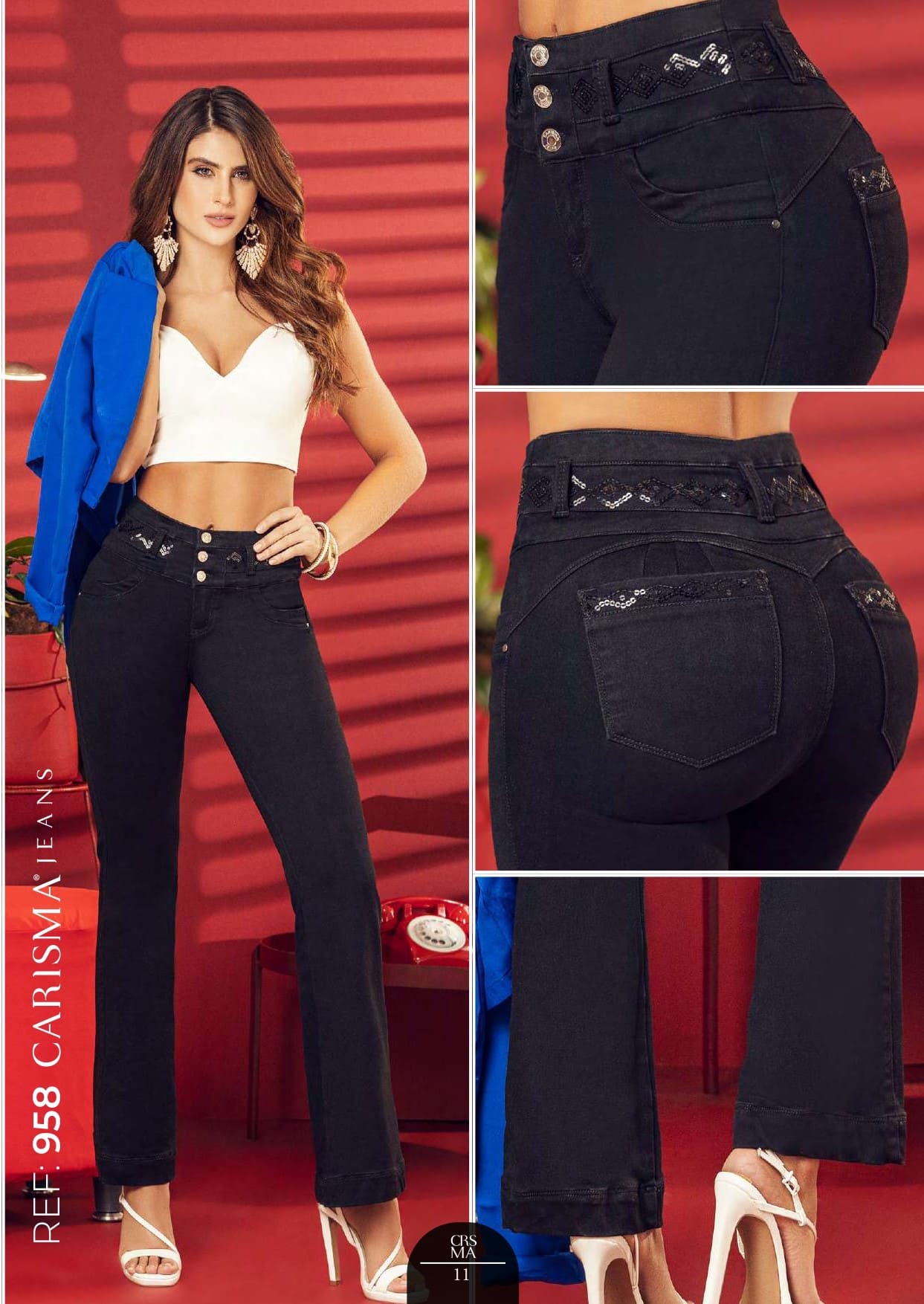 Jeans CARISMA Push Up Bota Campana con Lentejuelas | M&R Importadores