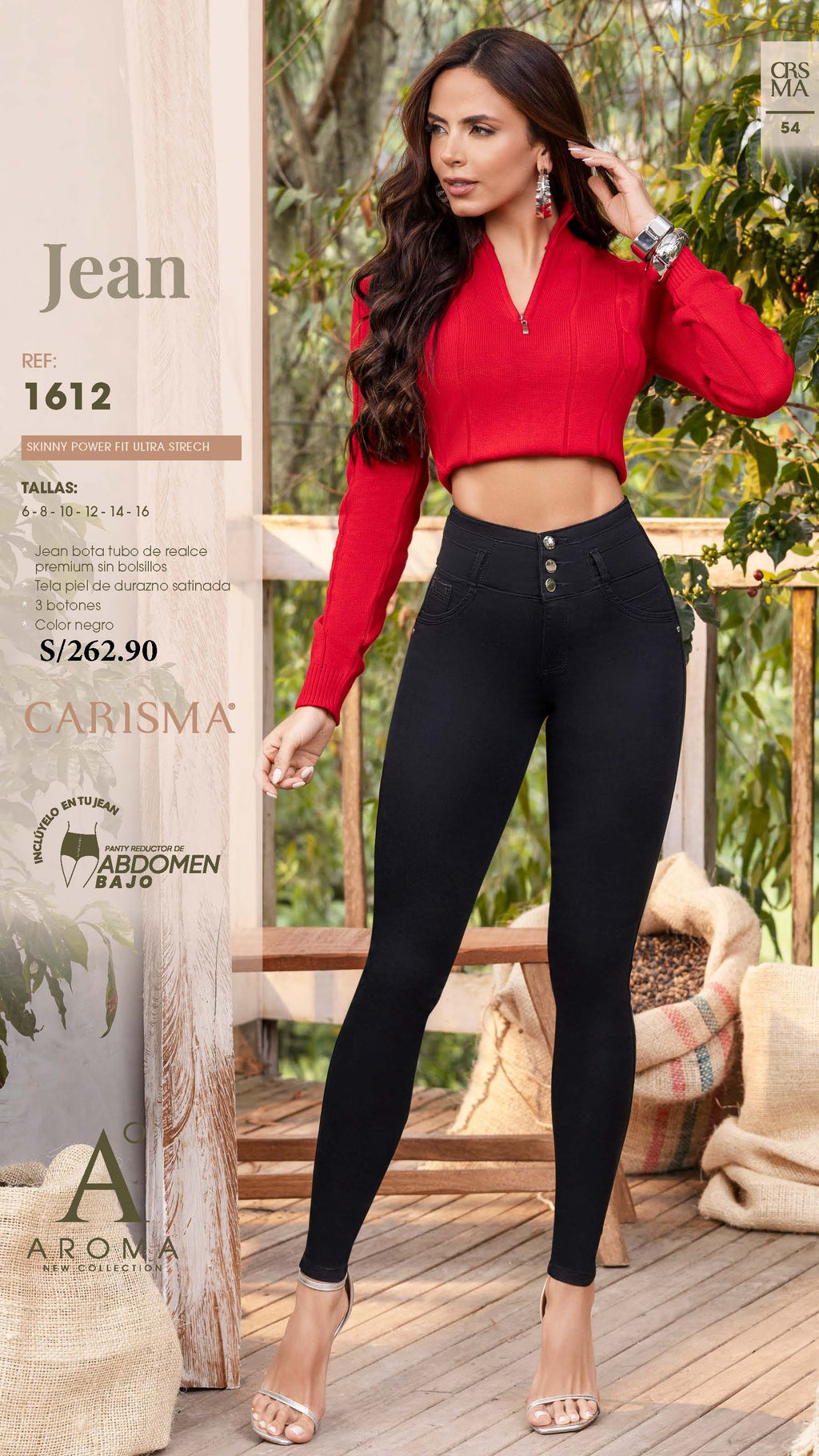 Jean CARISMA Bota Tubo Realce Premium Negro Piel de Durazno | M&R Importadores