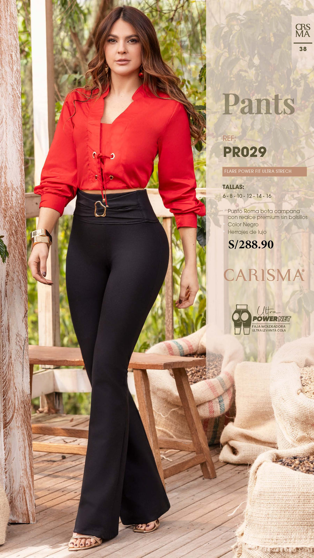 Pantalón CARISMA Punto Roma Bota Campana Realce Premium | M&R Importadores