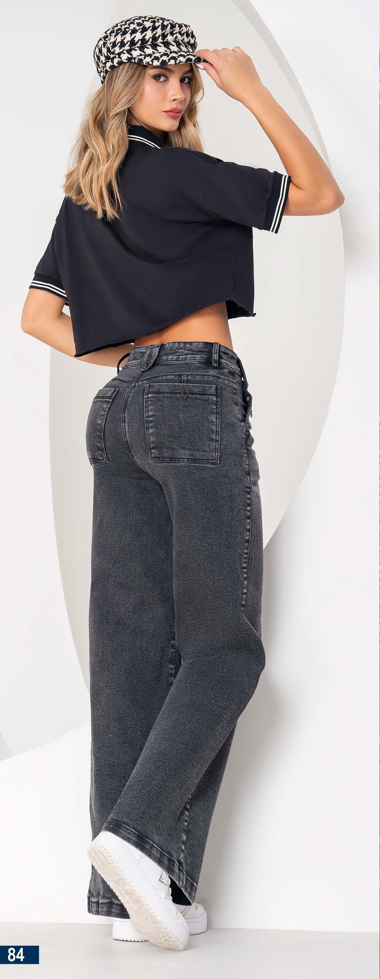 Jeans SEVEN7 Bota Palazzo Índigo Gris Oscuro Semirrígido | M&R Importadores