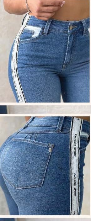 Jeans SIGNOS Skinny Levanta Cola con Cintas Blancas | M&R Importadores