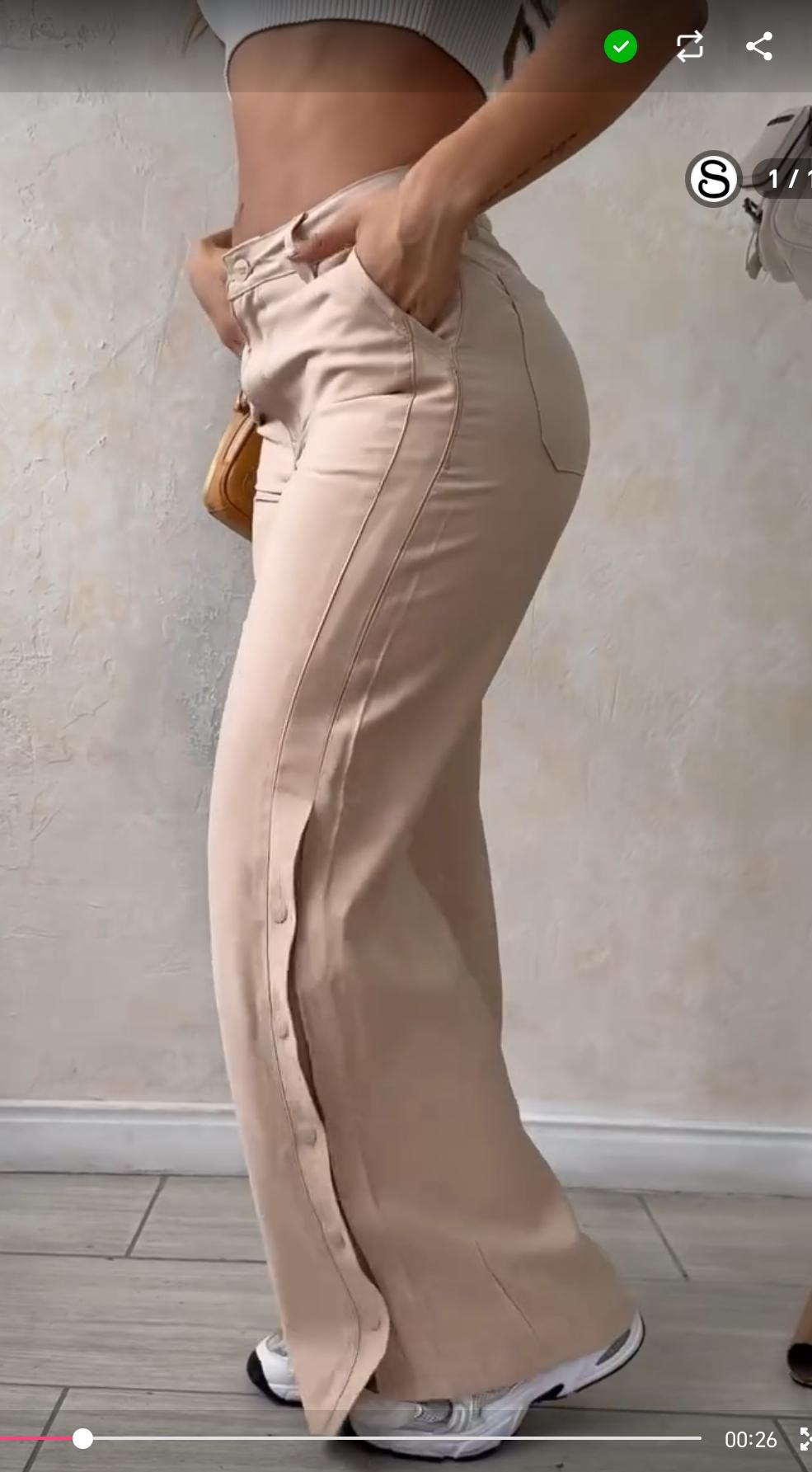 Pantalón KAROSHE Ligero con Broches Laterales Camel y Beige | M&R Importadores