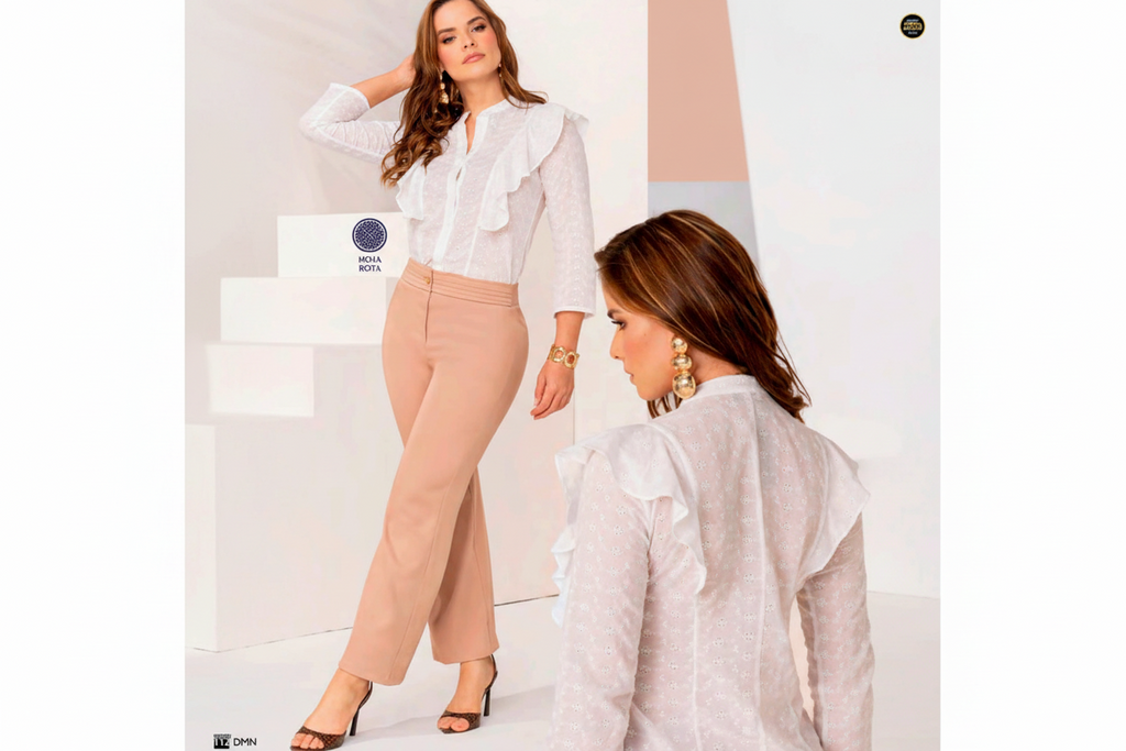 Blusa Algodón 100% Diseño Hoja Rota con Ruffles | M&R Importadores
