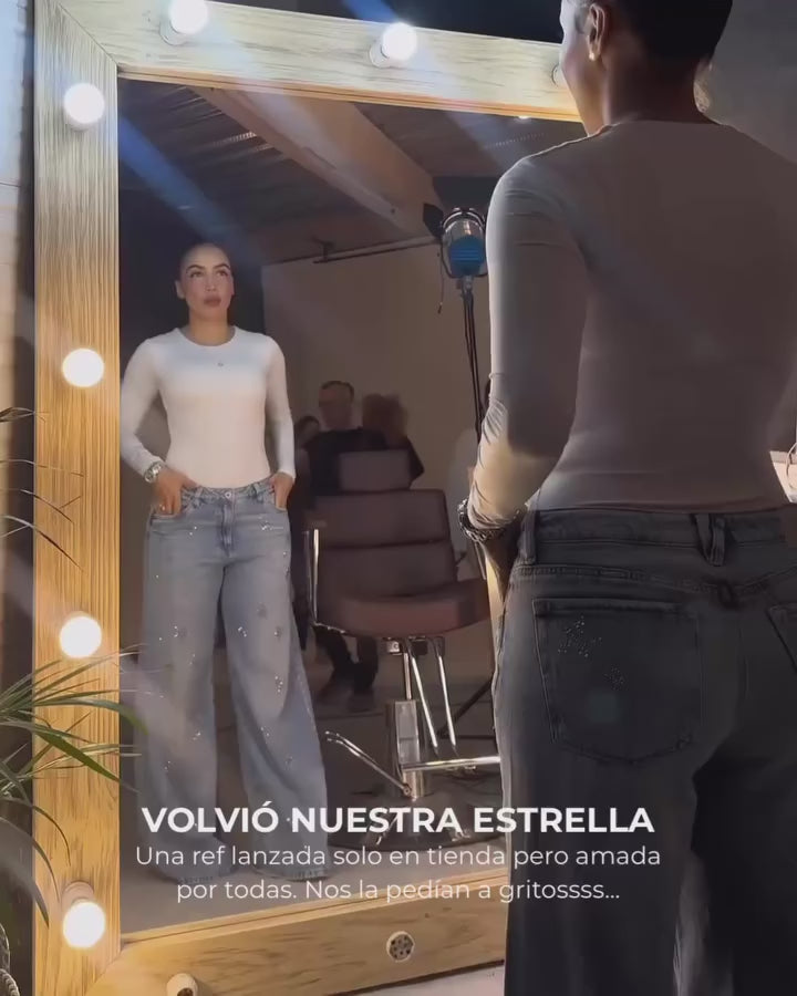MALE DENIM - JEAN WIDE LEG ESTRELLAS DE CRISTALES REF. 93618-1